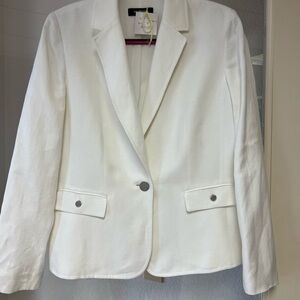 Nine West White Blazer Classic Notched Lapel Suit Jacket
